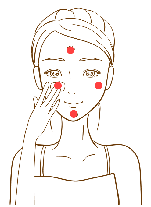 17skinオールインワン　顔全体にぽんぽんと置く